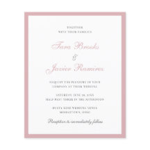 Invitación a matrimonio simple con Rosa rosado y p