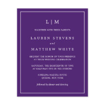 Invitación a matrimonio simple con un monograma pú