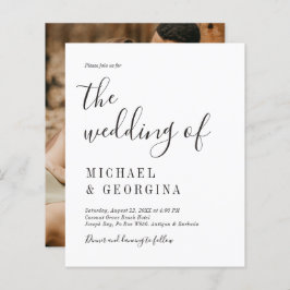 Lámina Invitación a matrimonio simple de foto blanca y ne