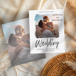 Lámina Invitación a matrimonio simple de fotografía elega