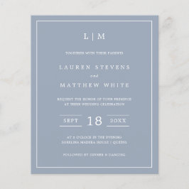 Lámina Invitación a matrimonio simple de monograma azul t