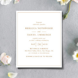 Lámina Invitación a matrimonio simple Minimalista de oro 