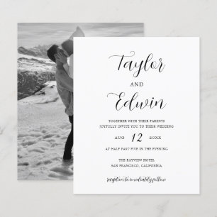Lámina Invitación a matrimonio simple y moderna de foto p