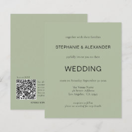 Lámina Invitación a matrimonio verde inteligente de códig