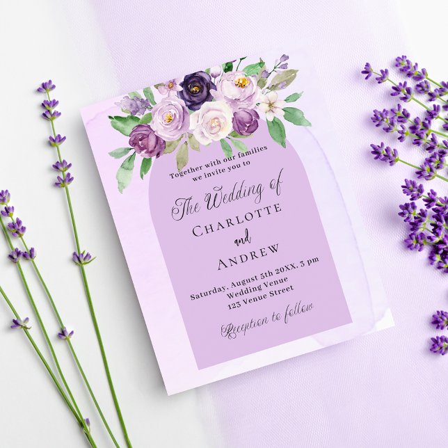 Lámina Invitación a matrimonio violeta con presupuesto pú (Subido por el creador)