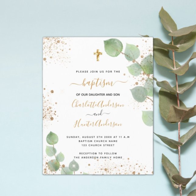 Lámina Invitación a mellizos de oro del bautismo presupue (Subido por el creador)