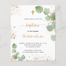 Lámina Invitación a mellizos de oro del bautismo presupue