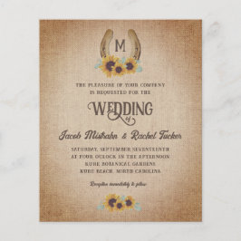 Lámina Invitación a monograma del Boda de girasoles rusti