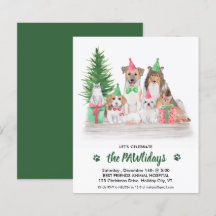 Invitación a Navidades de gatos de perros de negoc