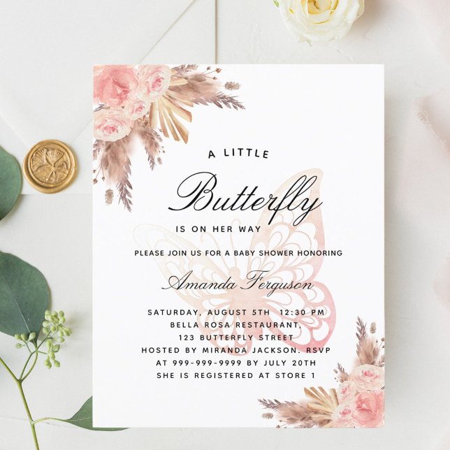 Lámina Invitación a pampas chica rosa de la mariposa de l (Subido por el creador)