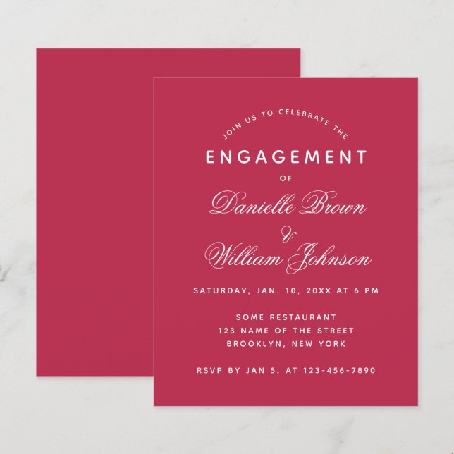 Lámina Invitación a participar en un presupuesto magenta  (Anverso / Reverso)