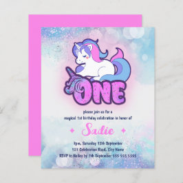 Lámina Invitación a primer cumpleaños de Unicornio con es