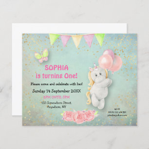 Lámina Invitación a primer cumpleaños de Unicornio con re