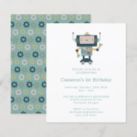 Invitación a primer cumpleaños simple de Budget Bl