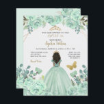 Lámina Invitación a princesa de oro de la Casa de la Mone<br><div class="desc">Presupuestación Elegante Mint Oro Mariposa Floral Princesa Dulce 16 Invitación</div>