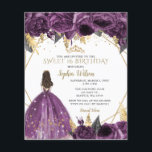 Lámina Invitación a princesa de oro púrpura de presupuest<br><div class="desc">Elegante presupuesto Dorado Morado Floral Princesa Dulce 16 Invitación</div>