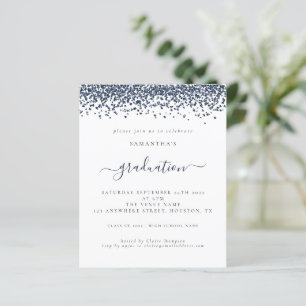 Lámina Invitación a Purpurina azul de la Marina de Gradua