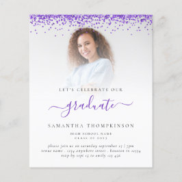 Lámina Invitación a Purpurina de foto puerperio para el p