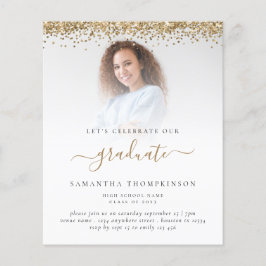 Lámina Invitación a Purpurina de Oro Grad Photo 2023