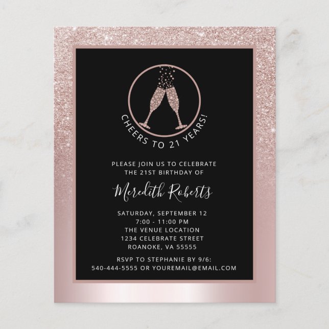 Lámina Invitación a Purpurina de Relieve metalizado Rubor (Anverso)