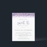 Lámina Invitación a Purpurina malva 16 de presupuesto<br><div class="desc">Invitación 16 de Budget Purple Purpurina Sweet. Un precio económico menor 4, 5" x 5, 6" alternativa. Disponible en un ALMACENAMIENTO DE TARJETAS SEMI GLOSS 110 lb que es la opción predeterminada (recomendado para invitaciones), O UN ACCESO DE PAPEL DE LADRILLO DE 80 lb SATIN (ideal para los gabinetes). El...</div>
