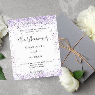 Lámina Invitación a purpurina violeta de boda de presupue
