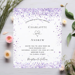 Lámina Invitación a purpurina violeta de boda de presupue