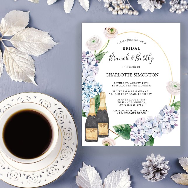 Lámina Invitación a quemar de brunch de Rosa Hydrangea Bu (Subido por el creador)