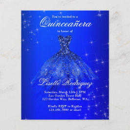 Lámina Invitación a Quinceanera Azul Real de Presupuesto