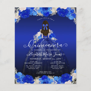 Lámina Invitación a Quinceanera con el vestido azul real 