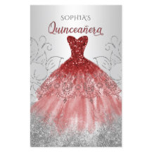 Invitación a Quinceañera con traje de aguja rojo d