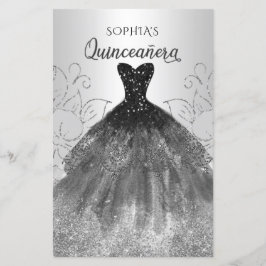 Lámina Invitación a Quinceañera con traje negro de bajo p