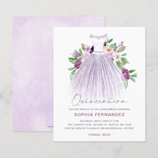 Lámina Invitación a Quinceañera con vino de oro púrpura d