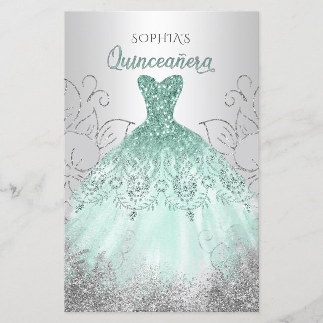 Lámina Invitación a Quinceañera con vino espumoso de Aqua (Anverso)
