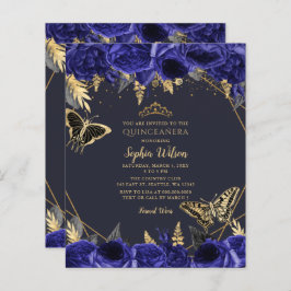 Lámina Invitación a Quinceañera de la Mariposa Azul Real 