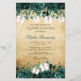 Lámina Invitación a Quinceañera de Mariposa Verde Presupu