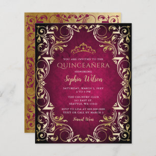 Lámina Invitación a Quinceañera de oro rosado