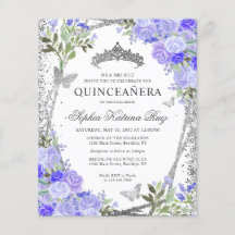 Invitación a Quinceañera de Plata Púrpura Floral P