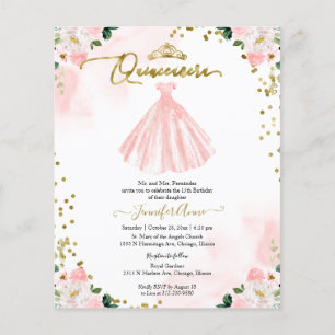 Lámina Invitación a Quinceanera de Presupuesto Floral Bil