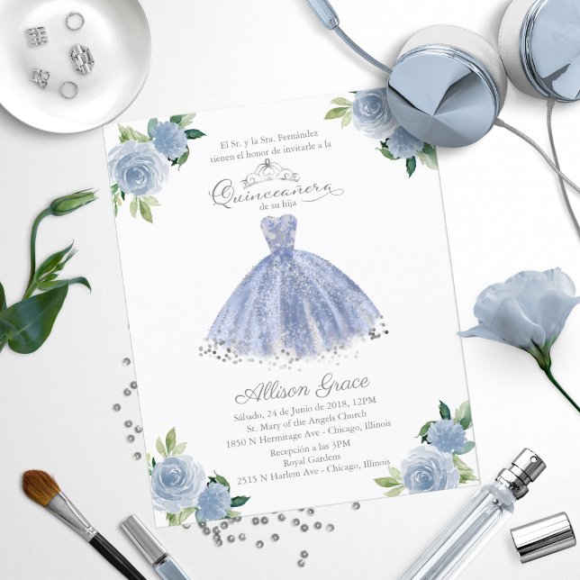 Lámina Invitación a Quinceanera de presupuesto Guiso Azul (Subido por el creador)