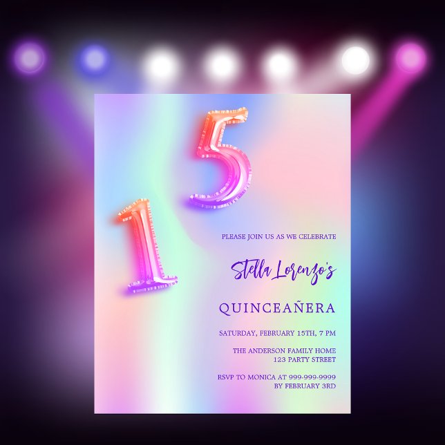 Lámina Invitación a Quinceanera de presupuesto rosa holog (Subido por el creador)