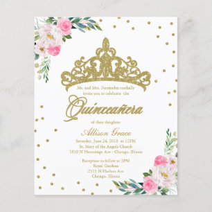 Lámina Invitación a Quinceanera de presupuesto Tiara bili