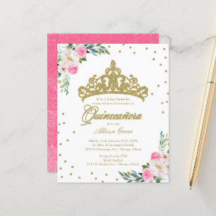 Lámina Invitación a Quinceanera de presupuesto Tíara de o