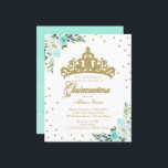 Lámina Invitación a Quinceanera de presupuesto Tíara de o<br><div class="desc">Elegante purpurina de oro tiaria floral asequible quinceanera fiesta 4.5"x5.6" invitaciones. NOTA: Los sobres NO ESTÁN INCLUIDOS; los sobres A7 coincidentes están disponibles para ser comprados por separado.</div>