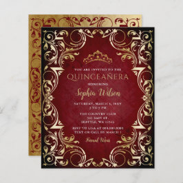 Lámina Invitación a Quinceañera de Red Gold de presupuest