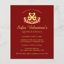 Lámina Invitación a Quinceanera de Red Gold de Presupuest