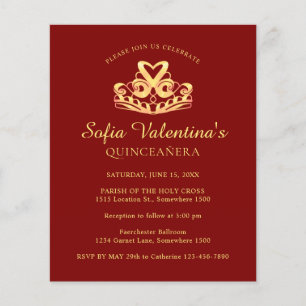 Lámina Invitación a Quinceanera de Red Gold de Presupuest