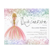Invitación a Quinceanera de rubia Purpurina multic
