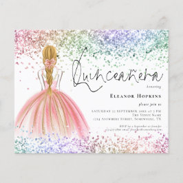 Lámina Invitación a Quinceanera de rubia Purpurina multic