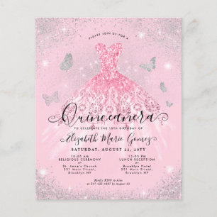 Lámina Invitación a Quinceanera de yegua rosa de Rubor co